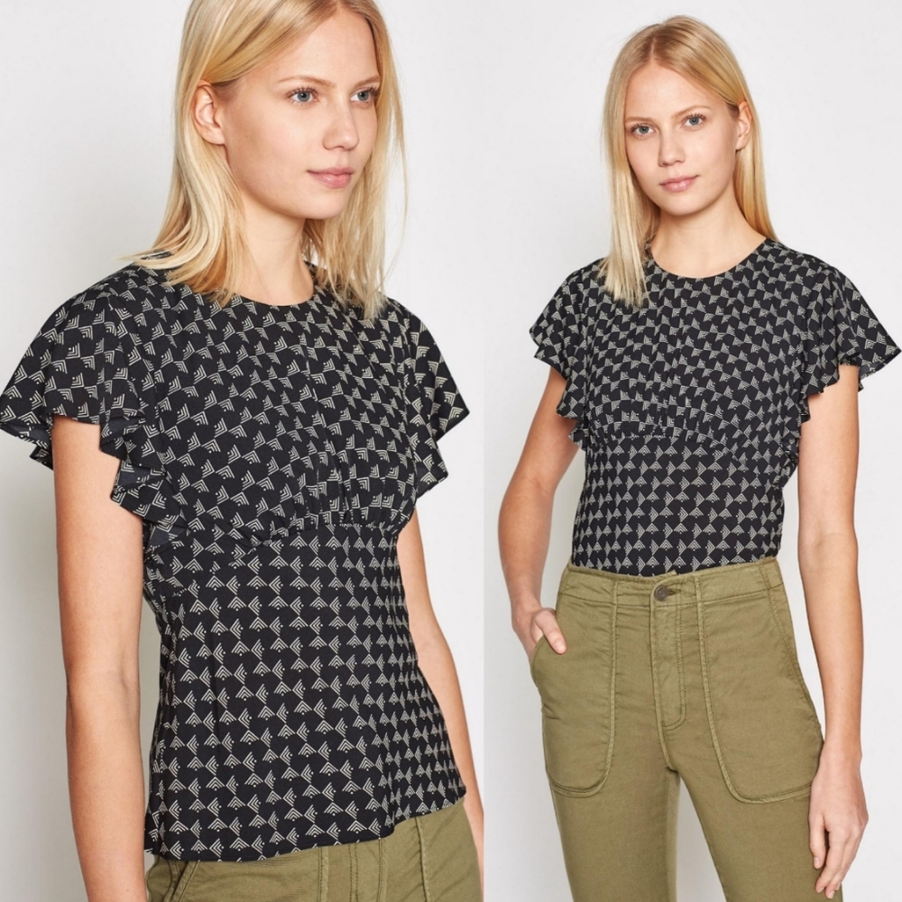 🆕SALE Joie Ansell Flutter Sleeve Geometric Blouse - Picture 7 of 7